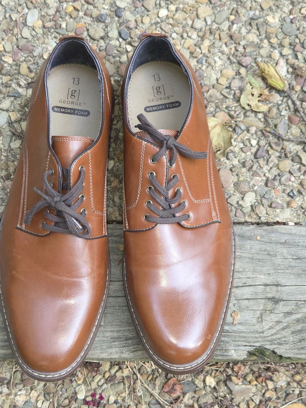George Tan  Man Made Leather Derby Shoes with Dark Brown Laces